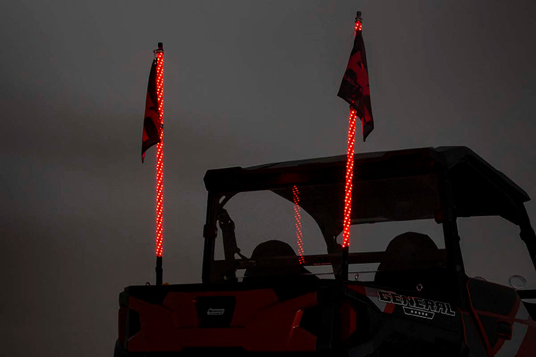 Rough Country Whip Mount Bed 4' Multl-Color Led Whip Pair Polaris General/Ranger 1000/Ranger Xp 900/1000 93053