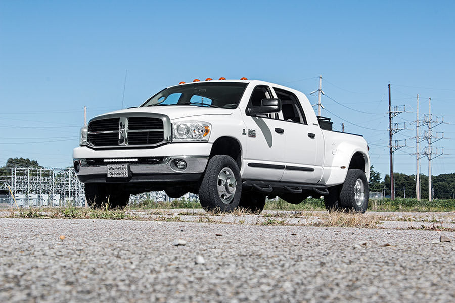 Rough Country Led Light Kit Bumper Mount 20" Black Single Row White Drl Fits RAM 2500/3500 (10-18) 70568BLDRL