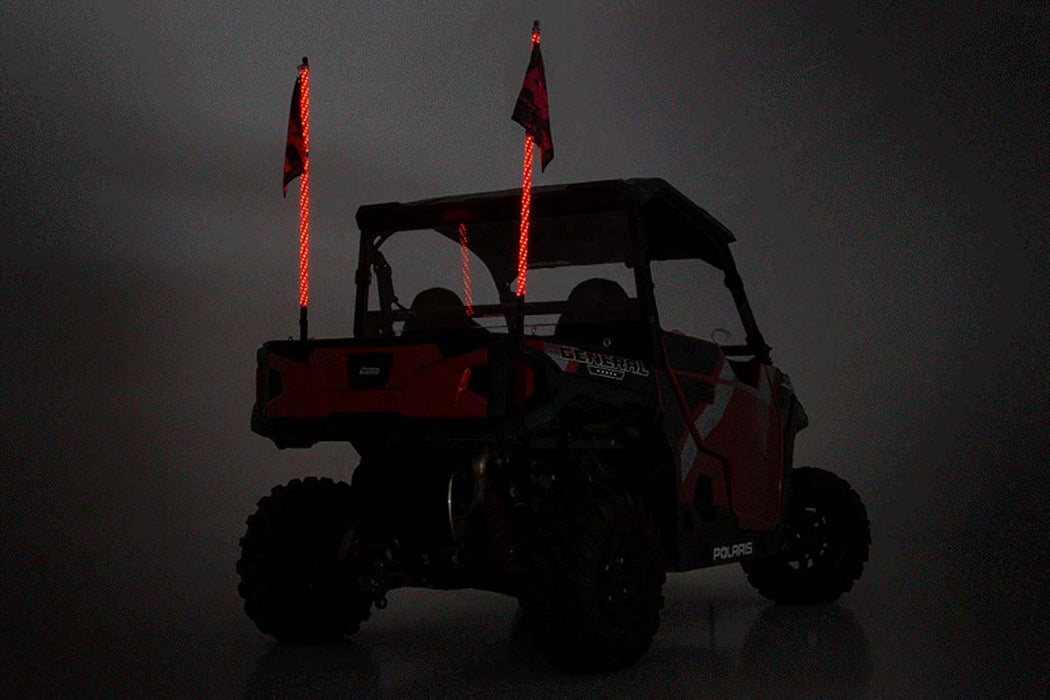 Rough Country Whip Mount Bed 4' Multl-Color Led Whip Pair Polaris General/Ranger 1000/Ranger Xp 900/1000 93053