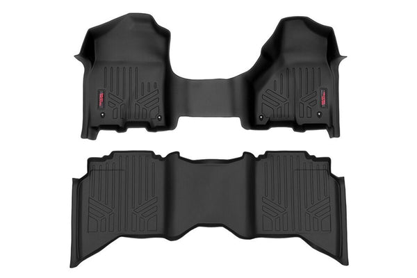 Rough Country Floor Mats Fr & Rr Crew/Mega Cab Fits RAM 1500 2WD/4WD (2012-2018 & Classic) M-31313