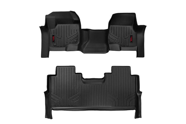 Rough Country Floor Mats Fr & Rr Fr Bench Fits Ford F-250 Super Duty (17-23)/F-350 Super Duty (17-23) M-51173