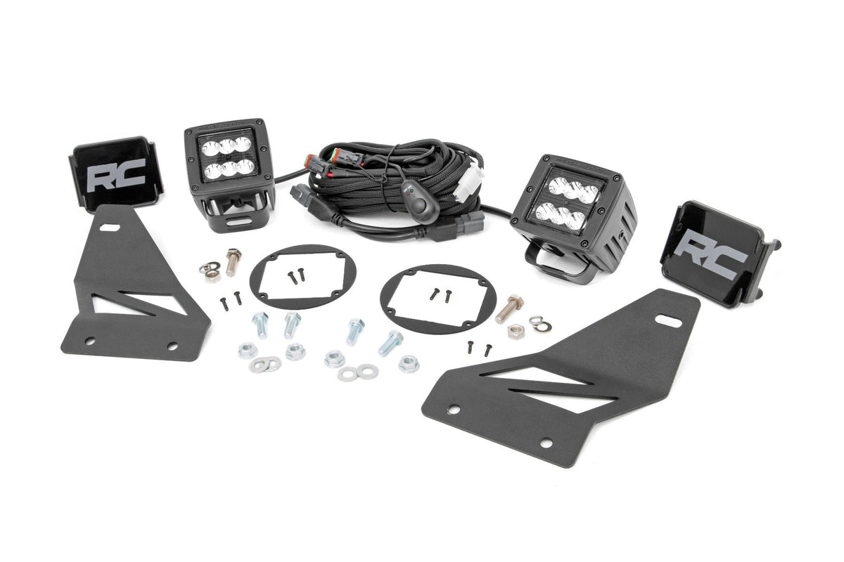 Rough Country Led Light Kit Fog Mount 2" Black Pair Spot Fits Nissan Frontier (05-20) 71023