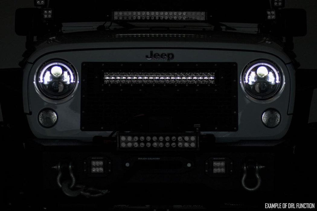 Mesh Grille | 30" Dual Row LED | Black | White DRL | fits gmc Sierra 1500 (16-18)