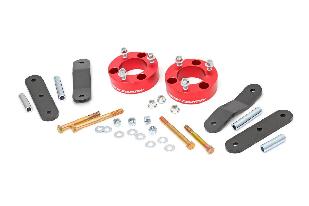 Rough Country 2.5 Inch Leveling Kit Red Spacers Fits Nissan Frontier (05-23)/Xterra (05-15) 867RED