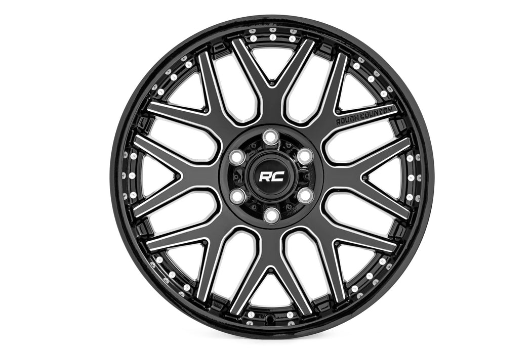 Rough Country 95 Series Wheel One-Piece Gloss Black Machined 20X10 8X18019Mm 95201006M