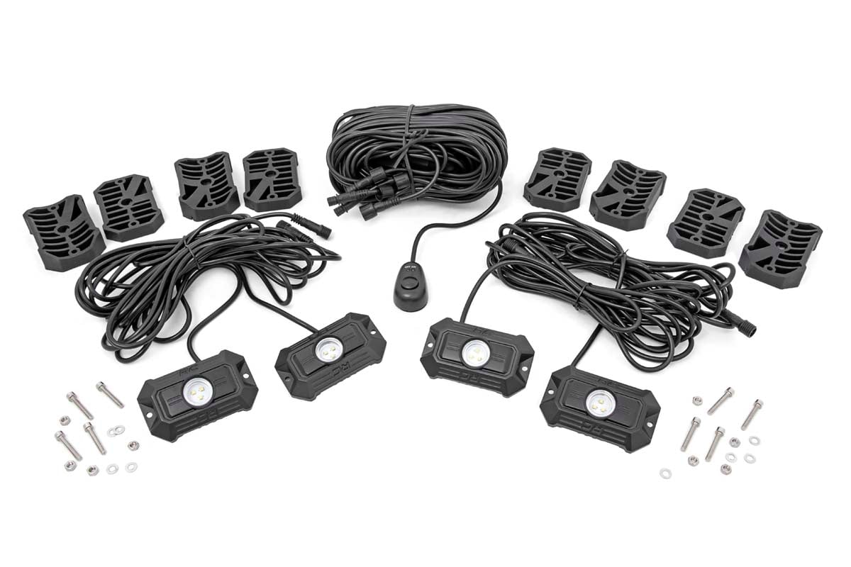 Rough Country Led Rock Light Kit 4 Piece Set Fits Can-Am Commander, Polaris Ranger 900XP & more (2009-2021) 70980