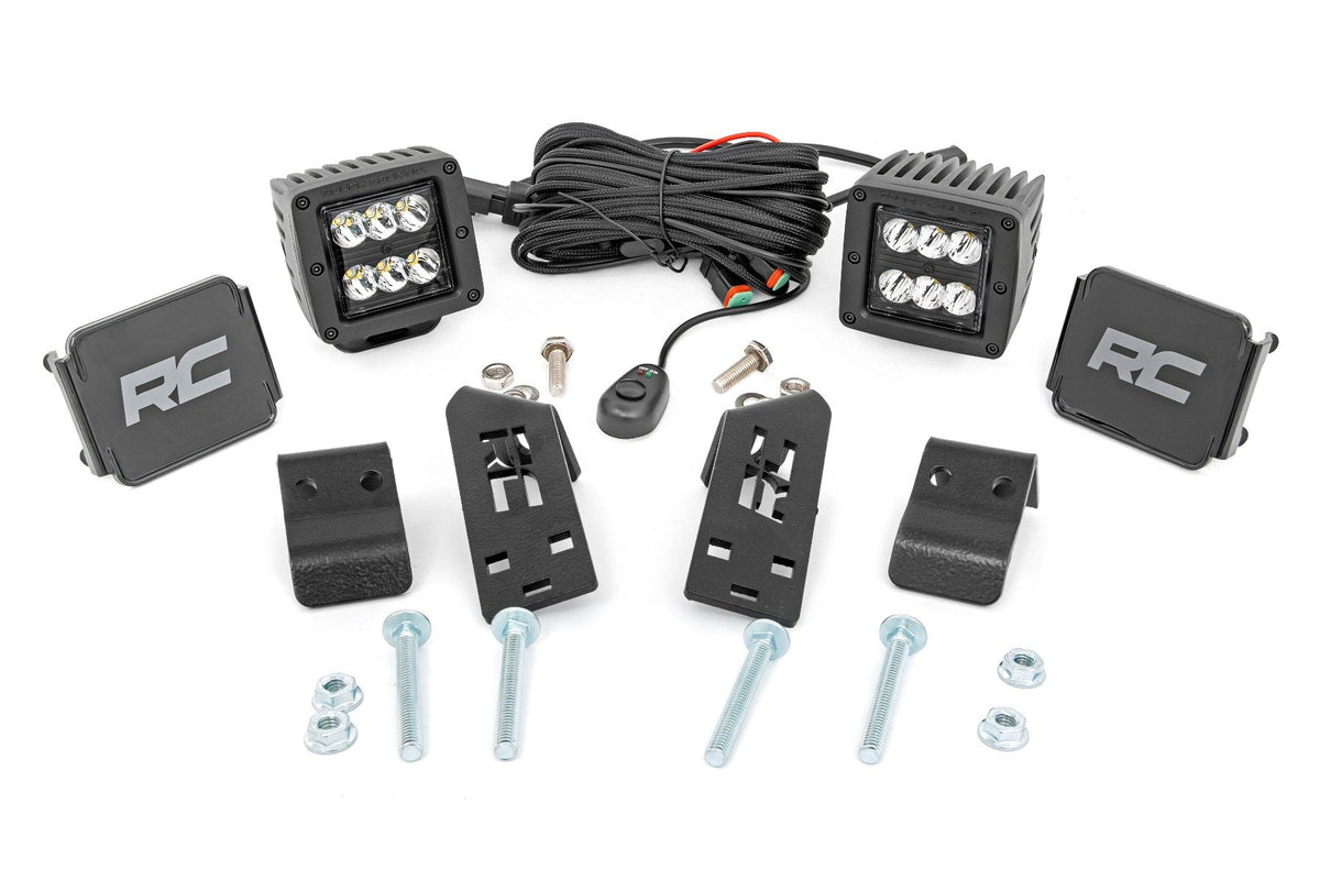 Rough Country Led Light A Pillar Mount 2" Black Pair Spot Fits Polaris Rzr Pro Xp 93076