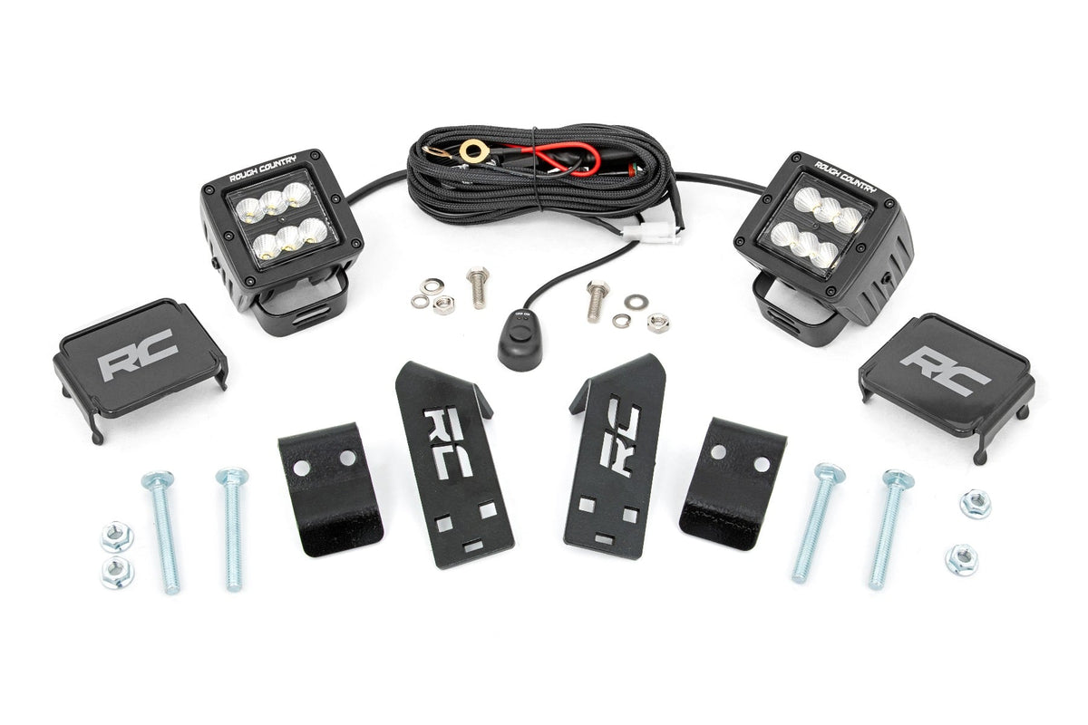 Rough Country Led Light A Pillar Mount 2" Black Pair Spot Fits Polaris Rzr Pro Xp 93077