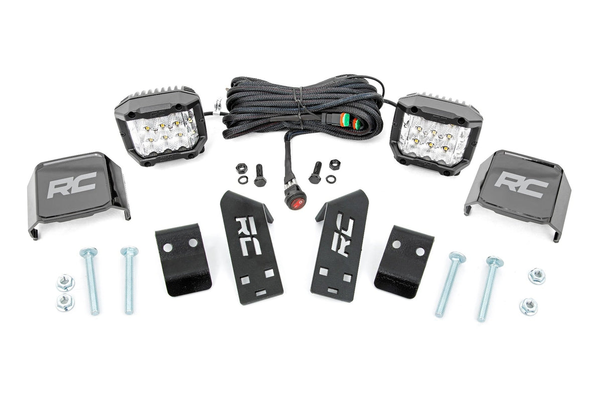 Rough Country Led Light A Pillar Mount 2" Chrome Pair Wide Angle Fits Polaris Rzr Pro Xp 93078