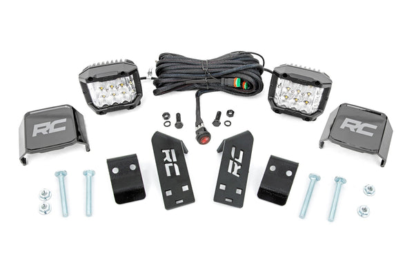 Rough Country Led Light A Pillar Mount 2" Chrome Pair Wide Angle Fits Polaris Rzr Pro Xp 93078