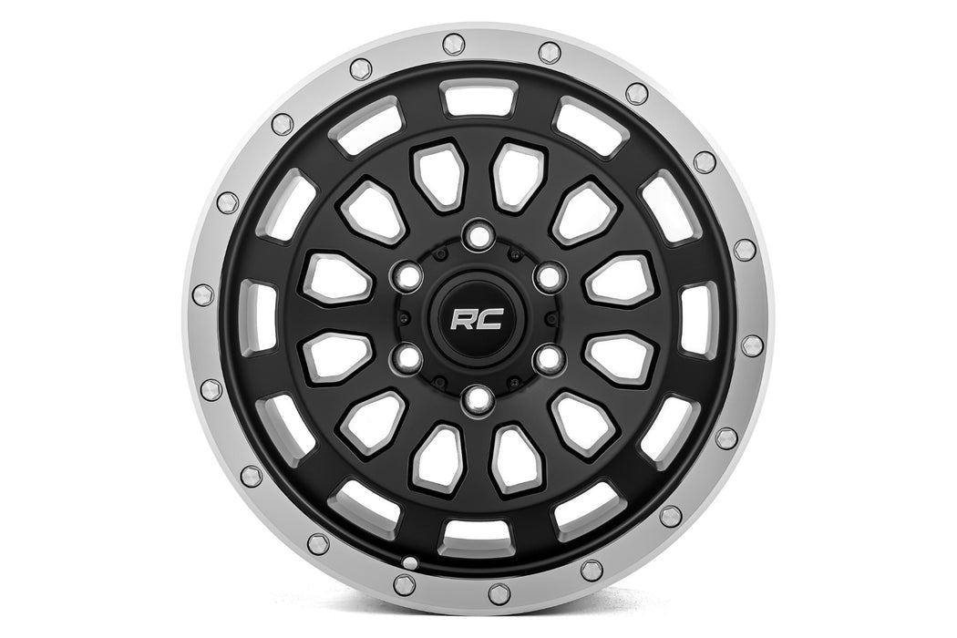 Rough Country 87 Series Wheel Simulated Beadlock Black/Machined 17X8.5 6X5.5 +0Mm 87170912B