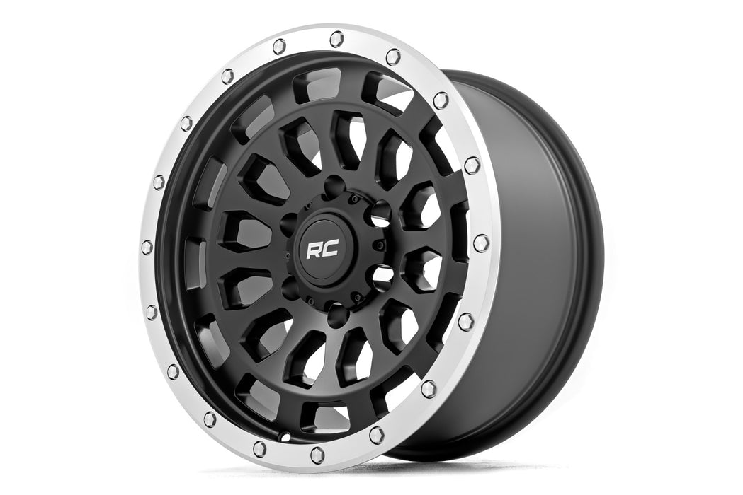 Rough Country 87 Series Wheel Simulated Beadlock Black/Machined 17X8.5 6X5.5 +0Mm 87170912B