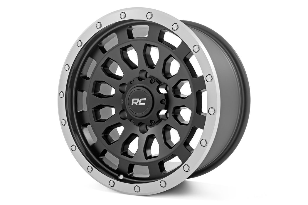 Rough Country 87 Series Wheel Simulated Beadlock Black/Machined 17X8.5 6X5.5 +0Mm 87170912B