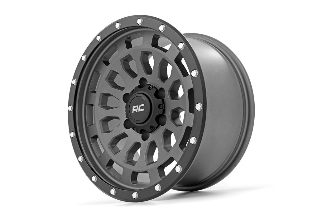 Rough Country 87 Series Wheel Simulated Beadlock Gray/Black 17X8.5 6X5.5 +0Mm 87170912G