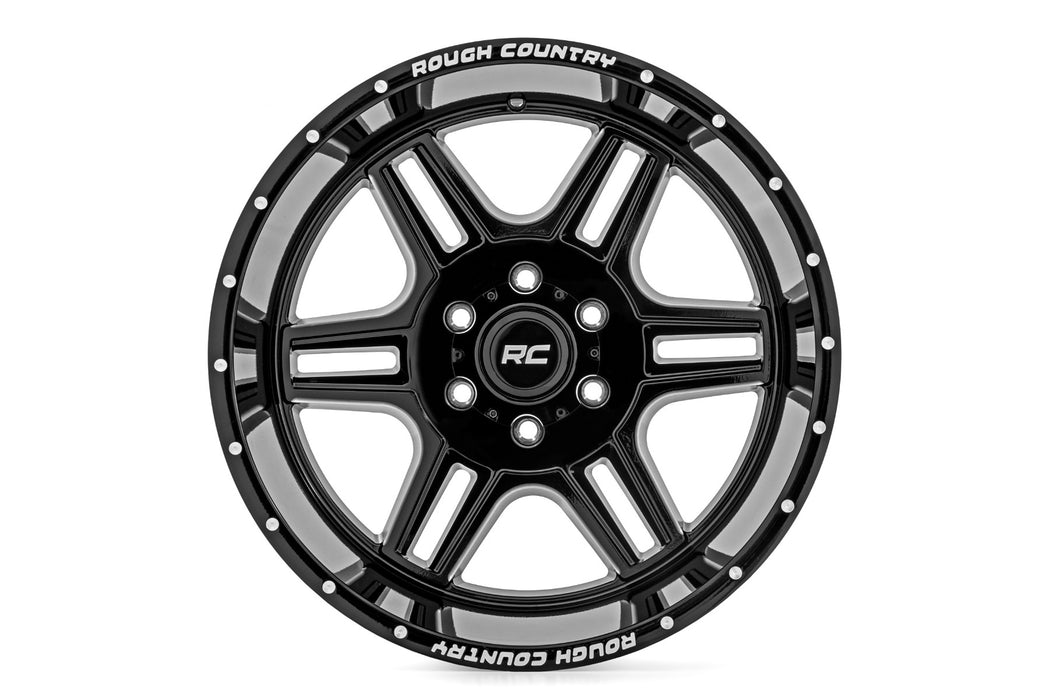 Rough Country 92 Series Wheel Machined One-Piece Gloss Black 20X12 8X18044Mm 92201206