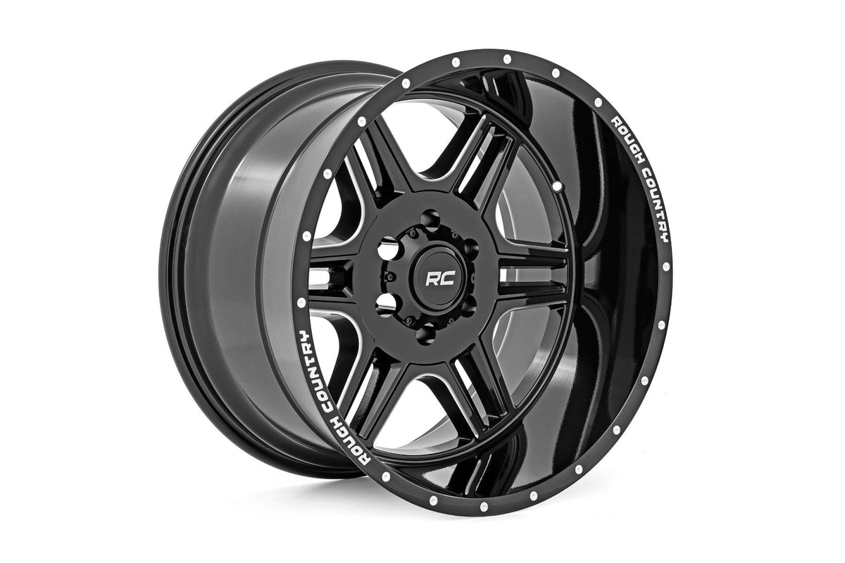 Rough Country 92 Series Wheel Machined One-Piece Gloss Black 20X9 8X6.5 +0Mm 92200910