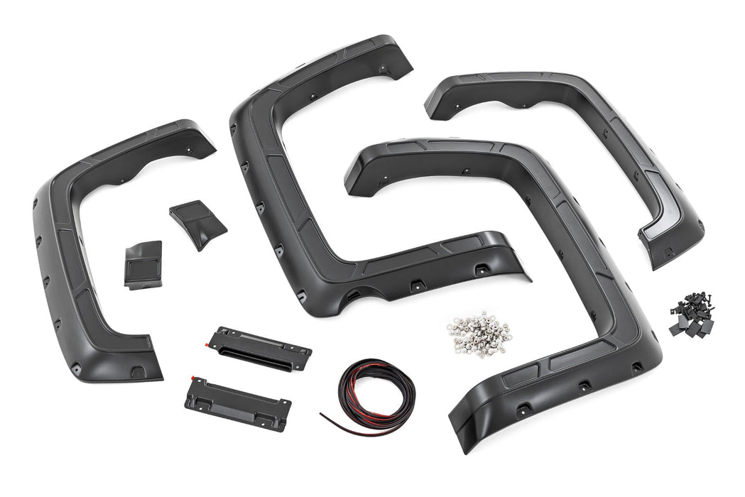 Rough Country Defender Pocket Fender Flares L 5'9" Bed Silver Chevy Silverado 1500 (14-18) A-C11612-GAN