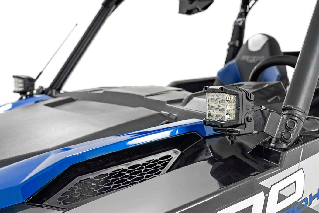 Rough Country Led Light Cage Mount 2" Black Pair White Drl Polaris General/General Xp 93025