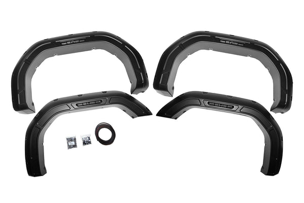 Rough Country Defender Pocket Fender Flares White Fits GMC Sierra 2500HD/Sierra 3500HD (20-23) A-G12011-GAZ