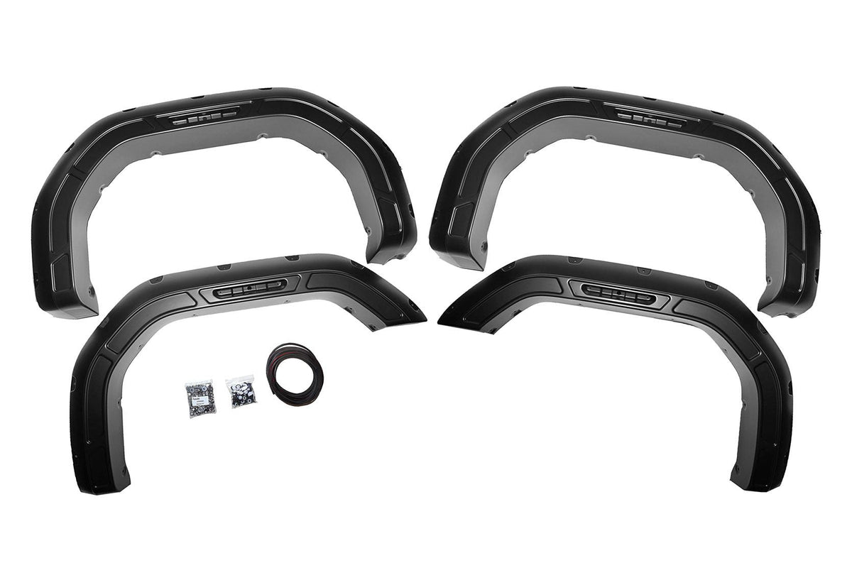 Rough Country Defender Pocket Fender Flares Gba Black Fits GMC Sierra 2500HD/Sierra 3500HD (20-23) A-G12011-GBA