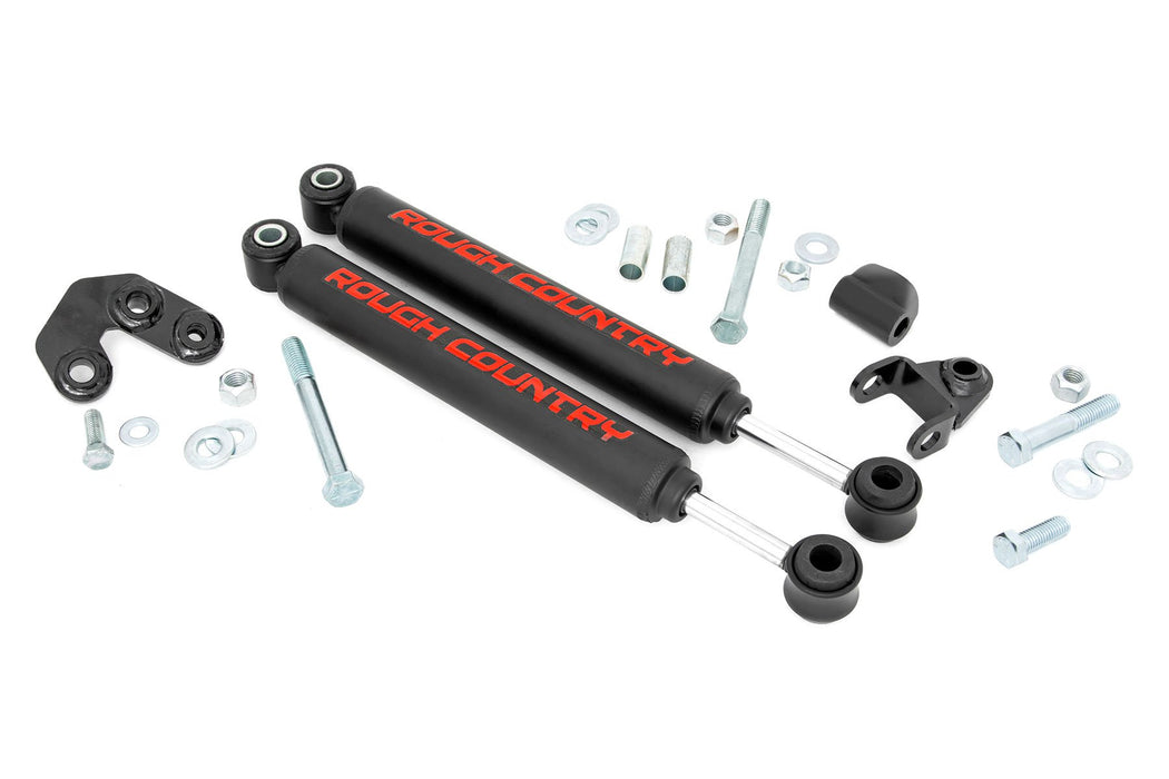 Rough Country Dual Steering Stabilizer 2.5-6.5 Inch Lift compatible with Jeep Cherokee Xj/Comanche Mj/Wrangler Tj 87308