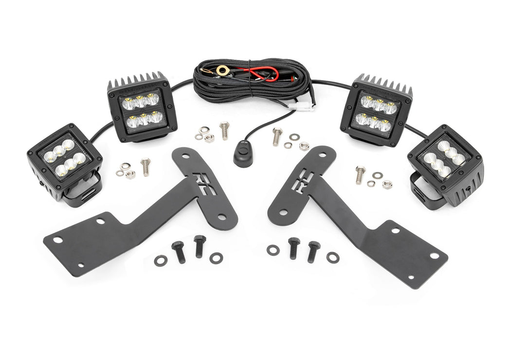 Rough Country LED Light Kit Ditch Mount Dual 2" Black Pairs Spot/Flood Fits toyotaTundra (14-21)