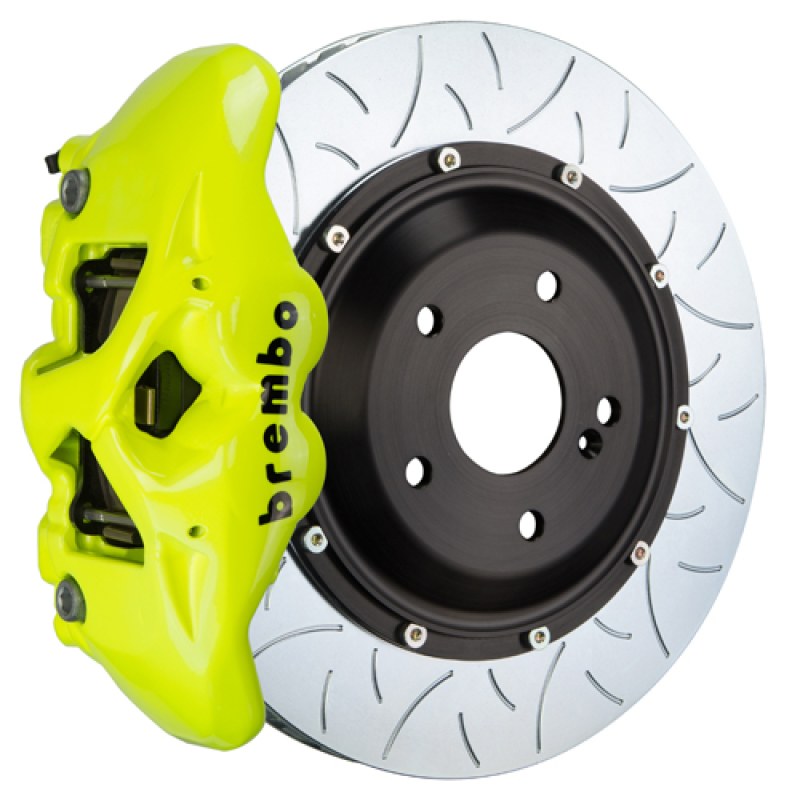 Brembo GT Front Big Brake Kit, 6-Piston Fluorescent Yellow Calipers, 405x34mm Type-3 Slotted 2-Piece Rotors 1T3.9509A7