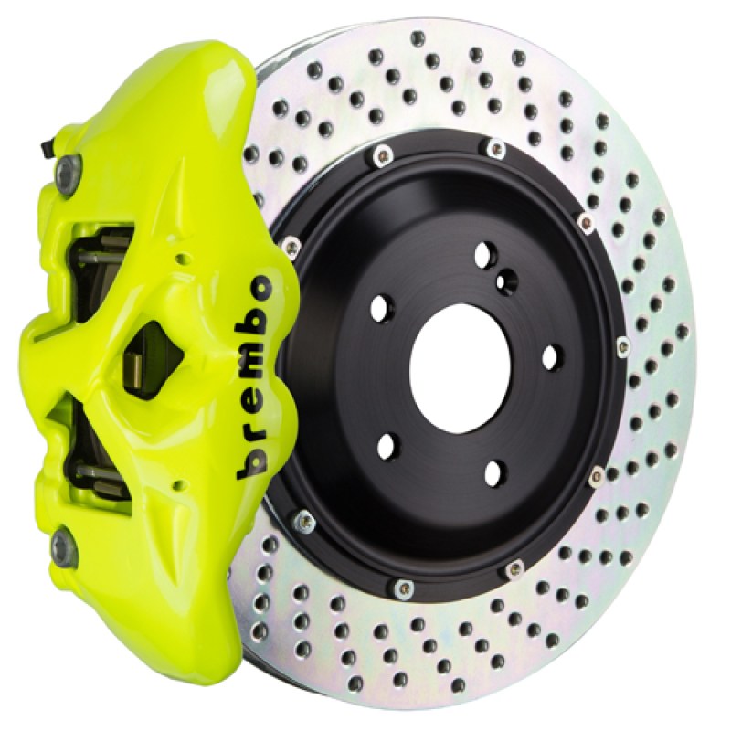 Brembo GT Front Big Brake Kit, 6-Piston Fluorescent Yellow Calipers, 380x34mm Drilled 2-Piece Rotors, Fits 2010-2017 Audi Q5, S4 1T1.9007A7