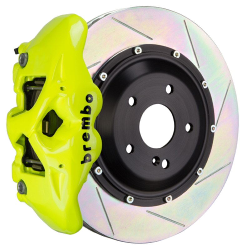 Brembo GT Front Big Brake Kit, 6-Piston Fluorescent Yellow Calipers, 380x34mm Type-1 Slotted 2-Piece Rotors, Fits 2021-2024 Toyota Sienna 1T2.9031A7