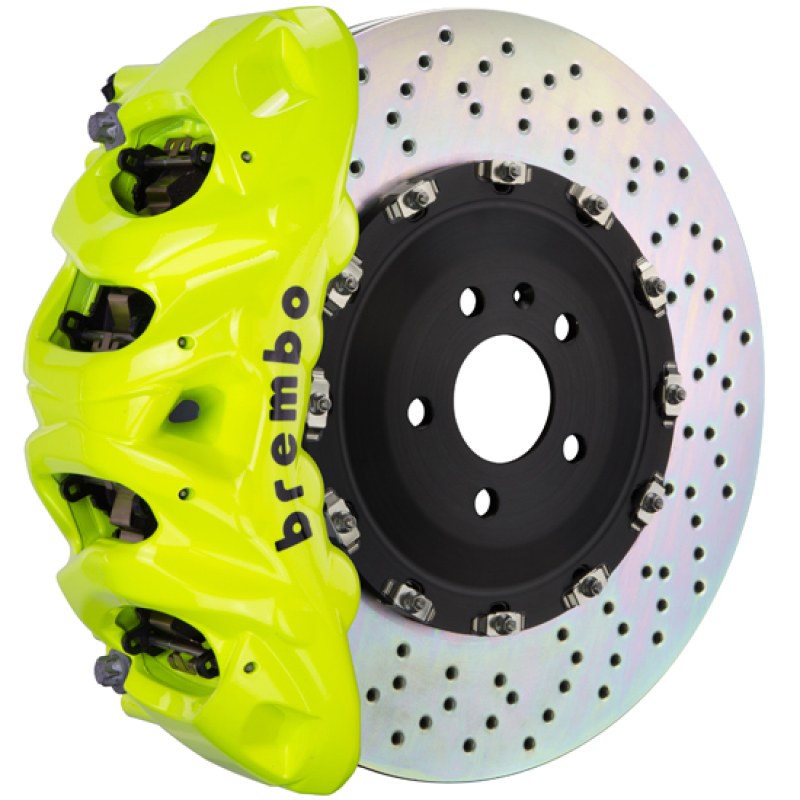 Brembo GT Front Big Brake Kit, 6-Piston Fluorescent Yellow Calipers, 380x34mm Drilled 2-Piece Rotors, Fits 2025 BMW X3 1T1.9040A7