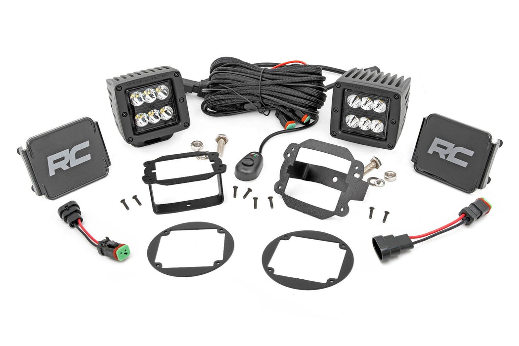 Rough Country Led Light Kit Fog Mount 2" Black Pair compatible with Jeep Wrangler Jk (10-18) 70630