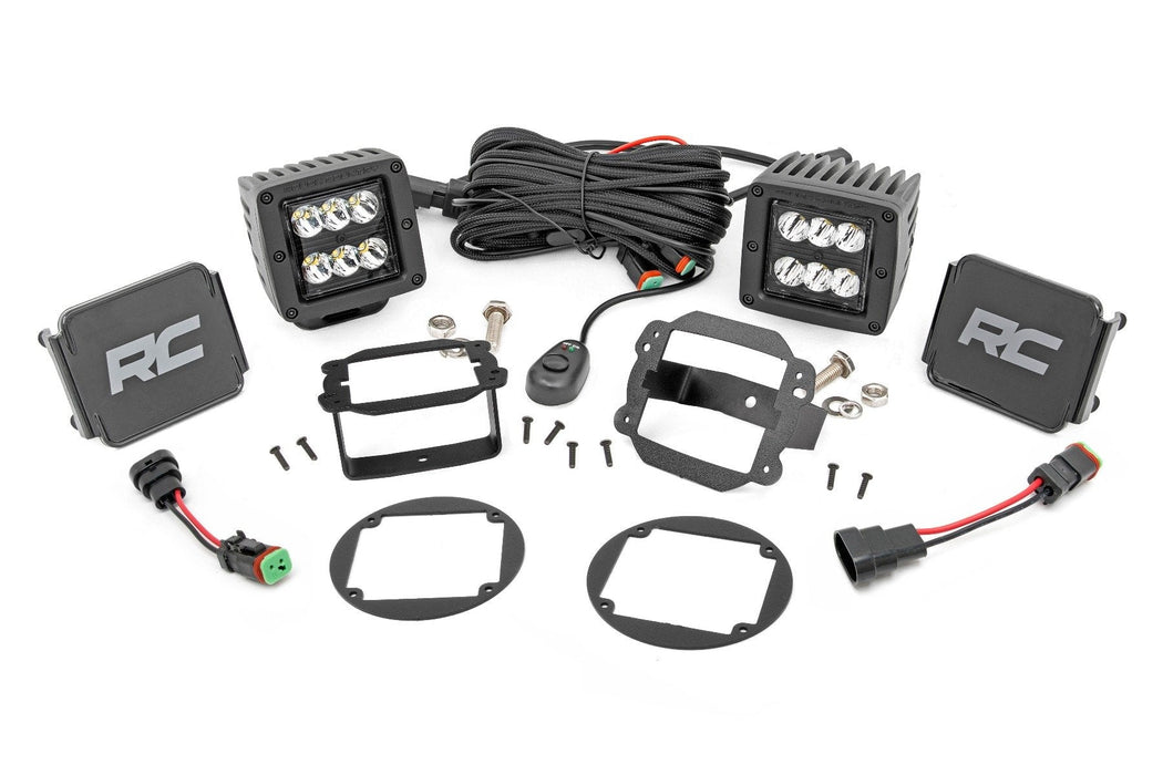 Rough Country Led Light Kit Fog Mount 2" Black Pair compatible with Jeep Wrangler Jk (10-18) 70630