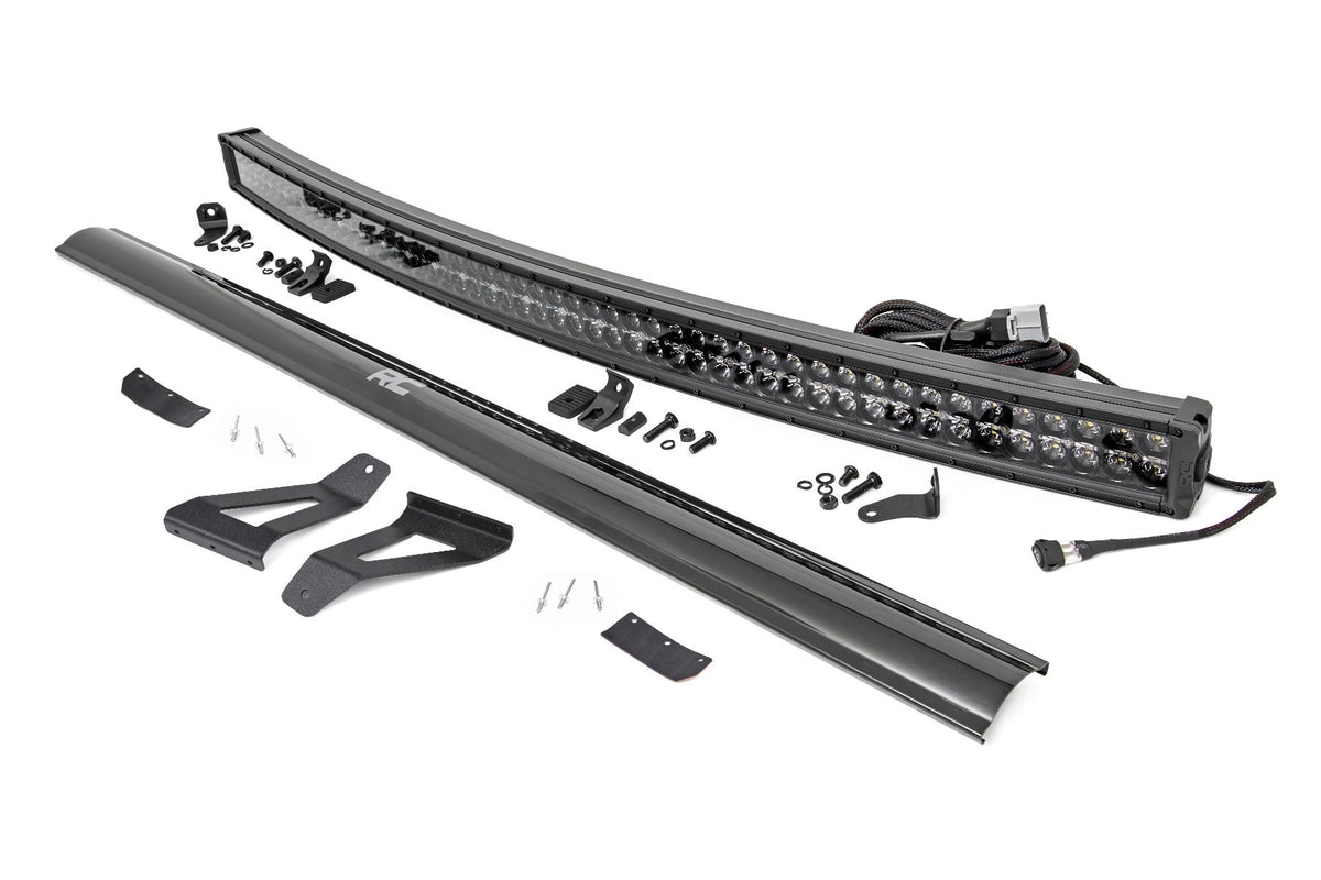 Rough Country Led Light Kit Windshield Mount 50" Blk Dual Row White Drl Fits Jeep Cherokee Xj (84-01) 70074