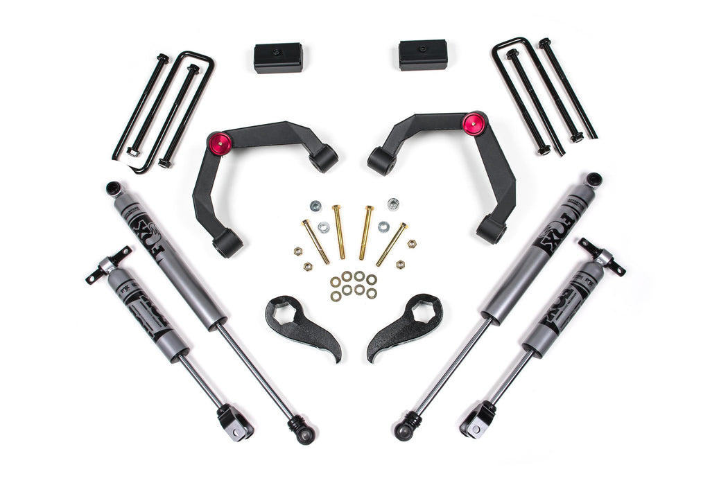 Zone 2011-2019 Chevy/GMC HD 3" UCA Lift Kit, Rear Block w/ Overloads Fox 2.0 Shocks
