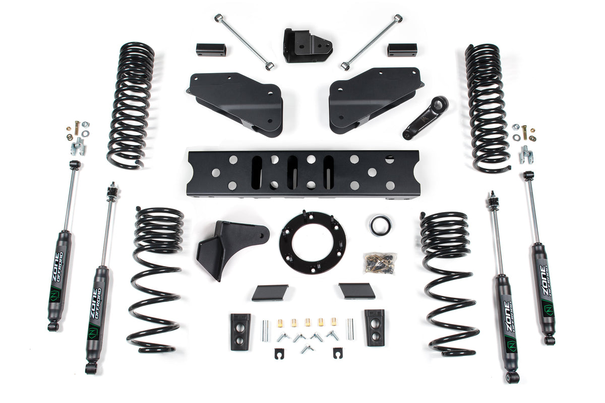 ZONE 2019-2024 Fits RAM 2500 5.5" Radius Arm Bracket 4.5" Rear Coil Gas 6-Bolt T-case Nitro Shocks D123N