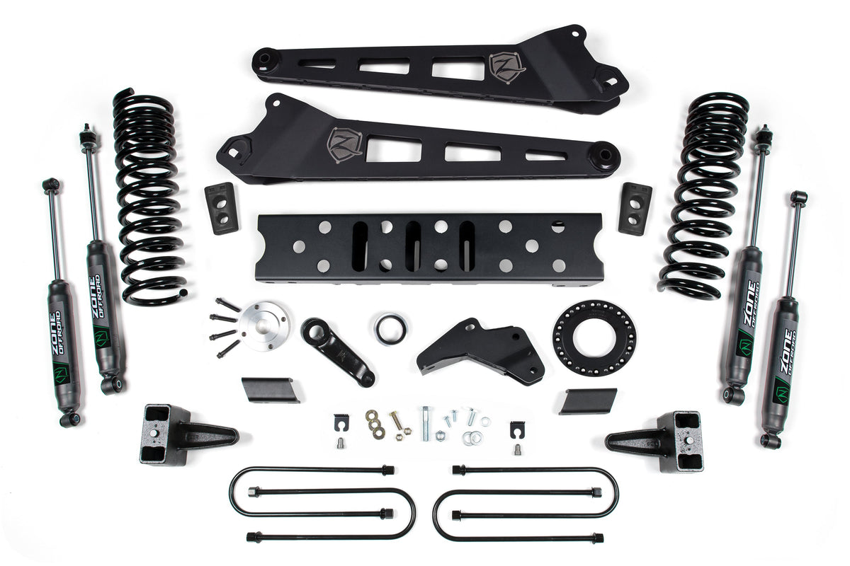 ZONE 2019-2024 Fits RAM 3500 5.5" Radius Arm 5" Rear Block W/ Overload Gas 6-Bolt T-case Nitro Shocks D122N