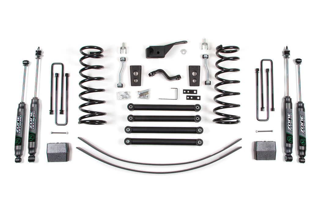 Zone 2001 Dodge 1500 5" Suspension lift Kit Front Coils, Rear Block/Add-a-Leaf Nitro Shocks