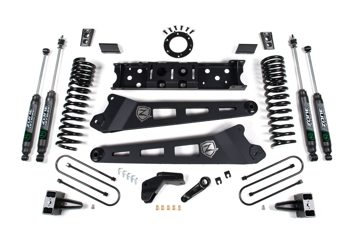 ZONE 2019-2024 Fits RAM 3500 6.5" Radius Arm 5" Rear Block W/o Overload Diesel 6-Bolt T-case Nitro Shocks D113N