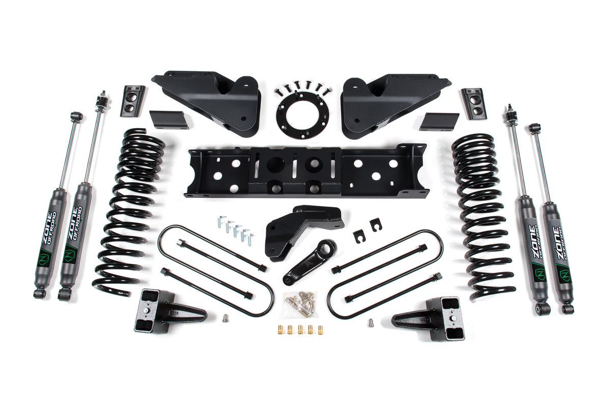 ZONE 2019 Fits RAM 3500 4in Radius Arm Bracket Gas 2in Rear Block W/ Overload Nitro Shocks D108N