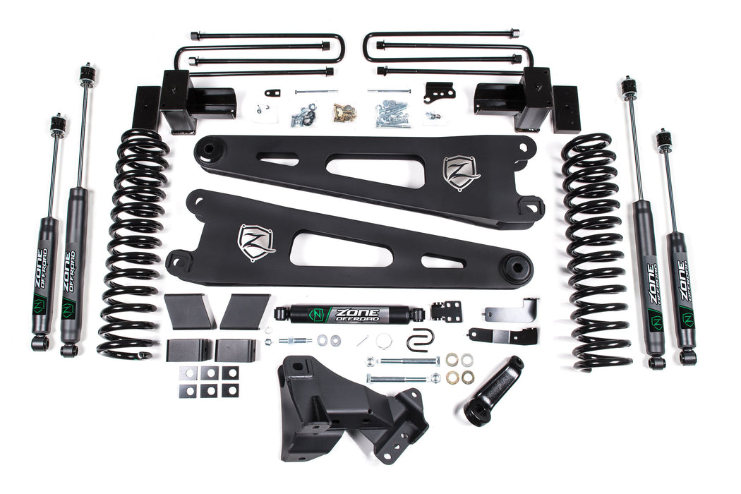 Zone Fits 2017-2019 Ford F250/350 4" Radius Arm Suspension Lift Kit, 2" Rear, Block, Diesel, 2 Leaf Main Nitro Shocks With Nitro Shocks ZONF108N