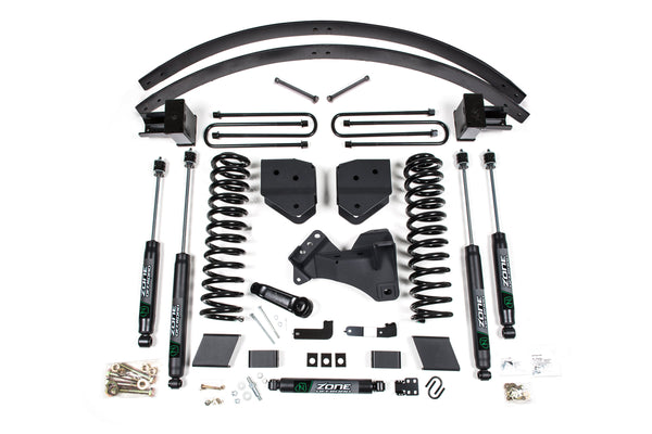 ZONE 2017-2019 Fits Ford F350/350 6" Suspension Lift Kit, 4" Rear, Block & Aal, Gas, 2 Leaf Main Nitro Shocks ZONF112N