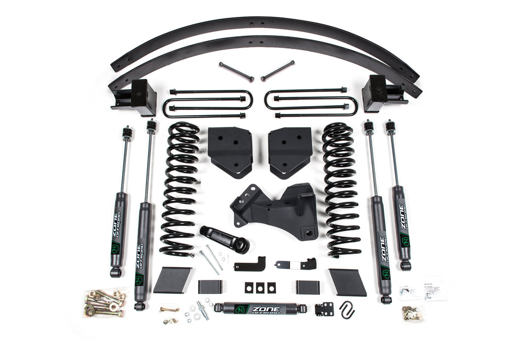 Zone Fits 2017-2019 Ford F350/350 6" Suspension Lift Kit, 4" Rear, Block & Aal, Diesel, 2 Leaf Main Nitro Shocks With Nitro Shocks ZONF110N