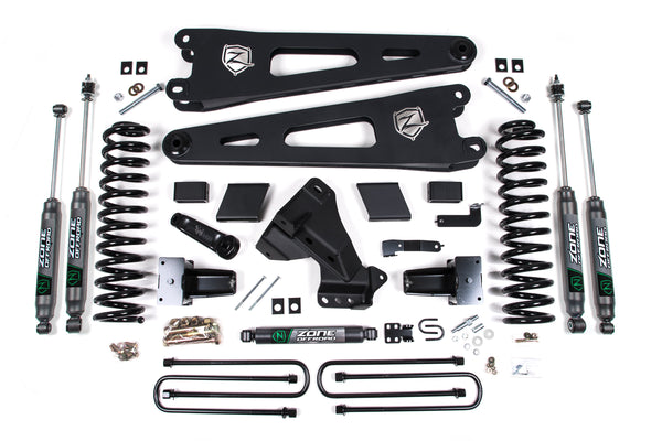 Zone 2023-2025 Ford F250/F350 4WD 7" Radius Arm Suspension Lift Kit, 4.5" Rear, Block, Gas Nitro F128N