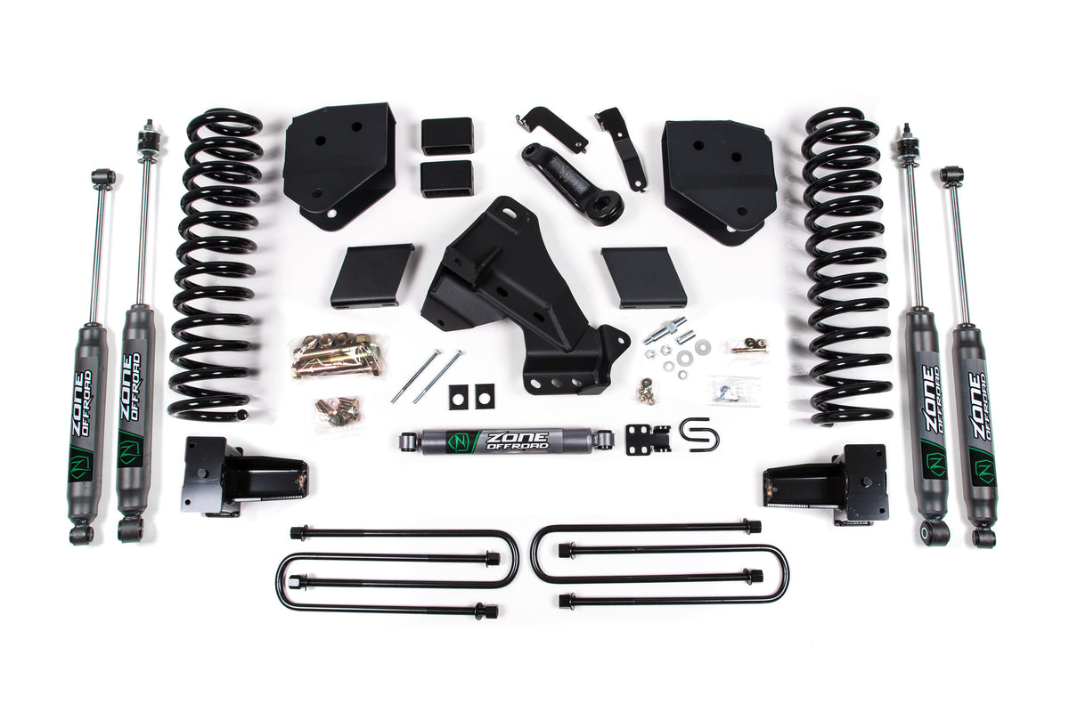 ZONE 20-21 Fits Ford F-250/F-350 6in Radius Arm Drop Suspension Lift System- Nitro Shocks Gas F63N