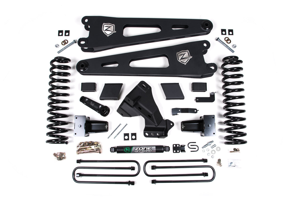 ZONE 2023-2025 Fits Ford F250/F350 4WD 7" Radius Arm Suspension Lift Kit, 4.5" Rear, Block, Gas F128
