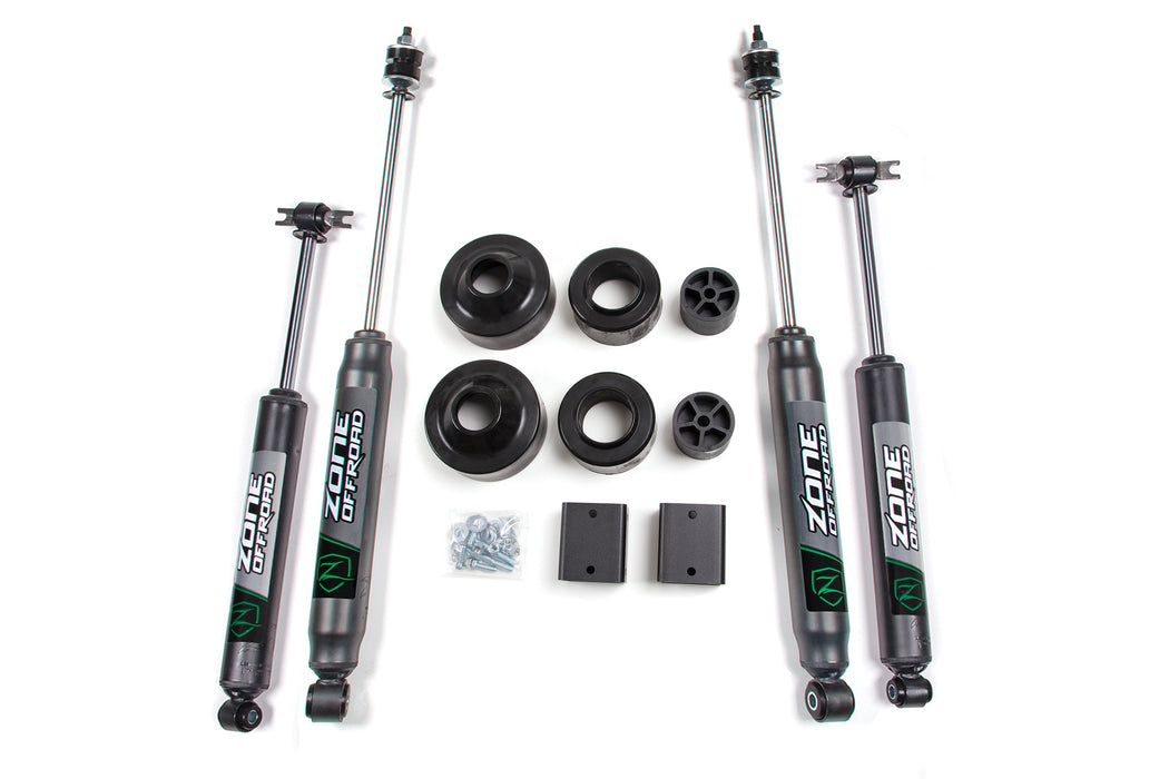 Zone 2012-2018 Jeep JK 2dr/4dr 2" Suspension Lift Kit Front Coil Spacer, Rear Coil Spacer Nitro Shocks