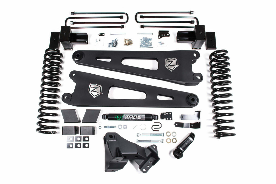 Zone Fits 2017-2019 Ford F250/350 4" Radius Arm Suspension Lift Kit, 2" Rear, Block, Gas, 2 Leaf Main No Shocks No Shocks ZONF104