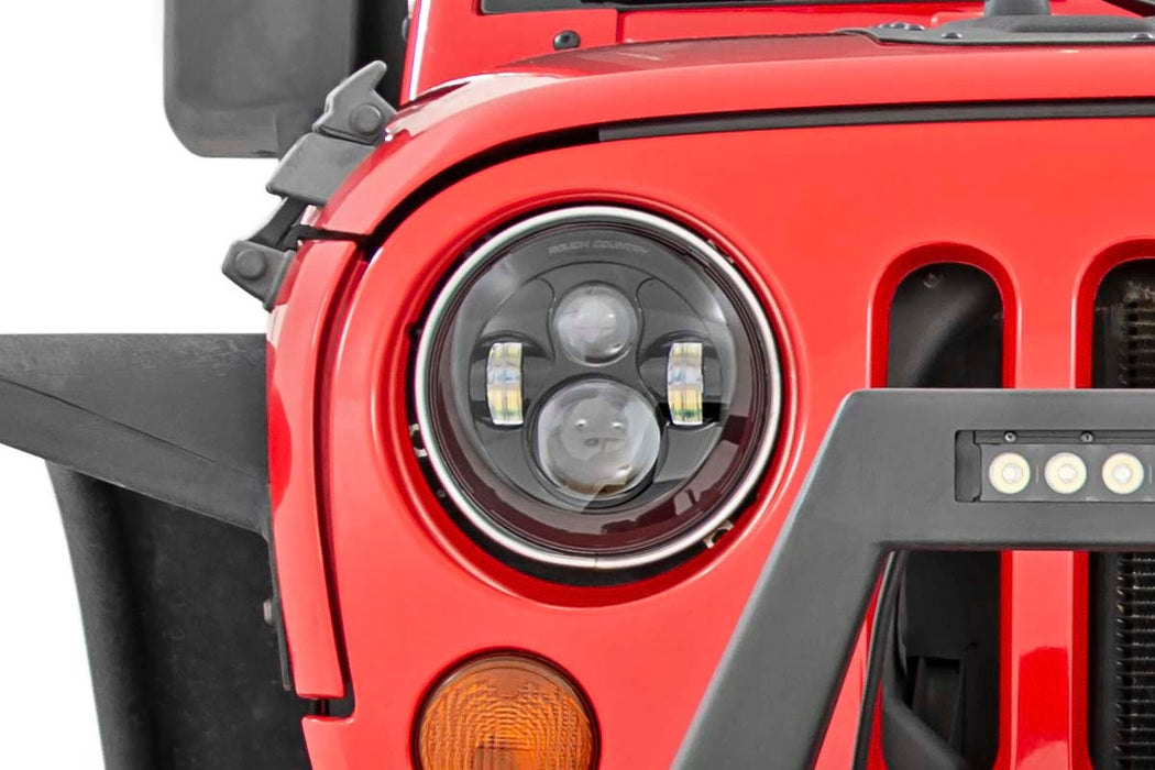 Rough Country 7 Inch Headlight Pair compatible with Jeep Wrangler Jk (07-18)/Wrangler Tj (97-06) RCH5000