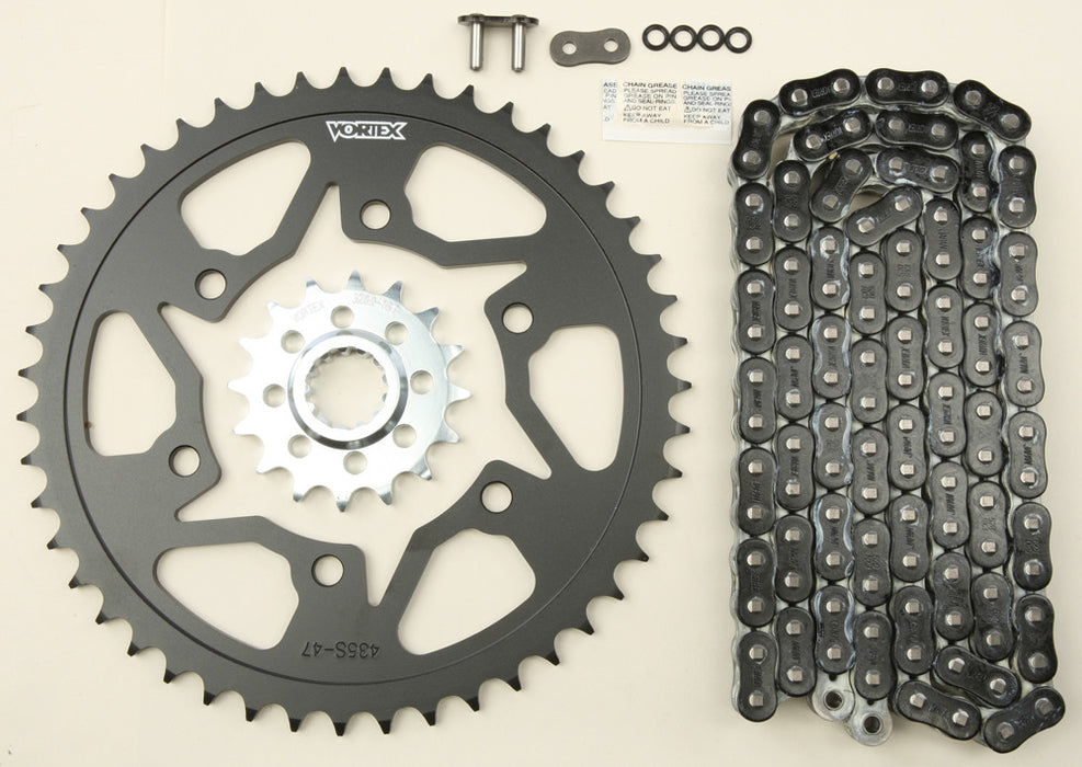 Vortex Sprocket/Chain Kit Stl/Stl 16/47T Sil Rx3 520-116L Blk CK6361