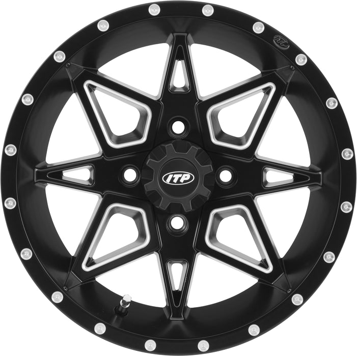 ITP Tornado 14X7 / 4x156 BP / 4+3 Offset Matte Black w/ Milled Accents Wheel 1421952727B